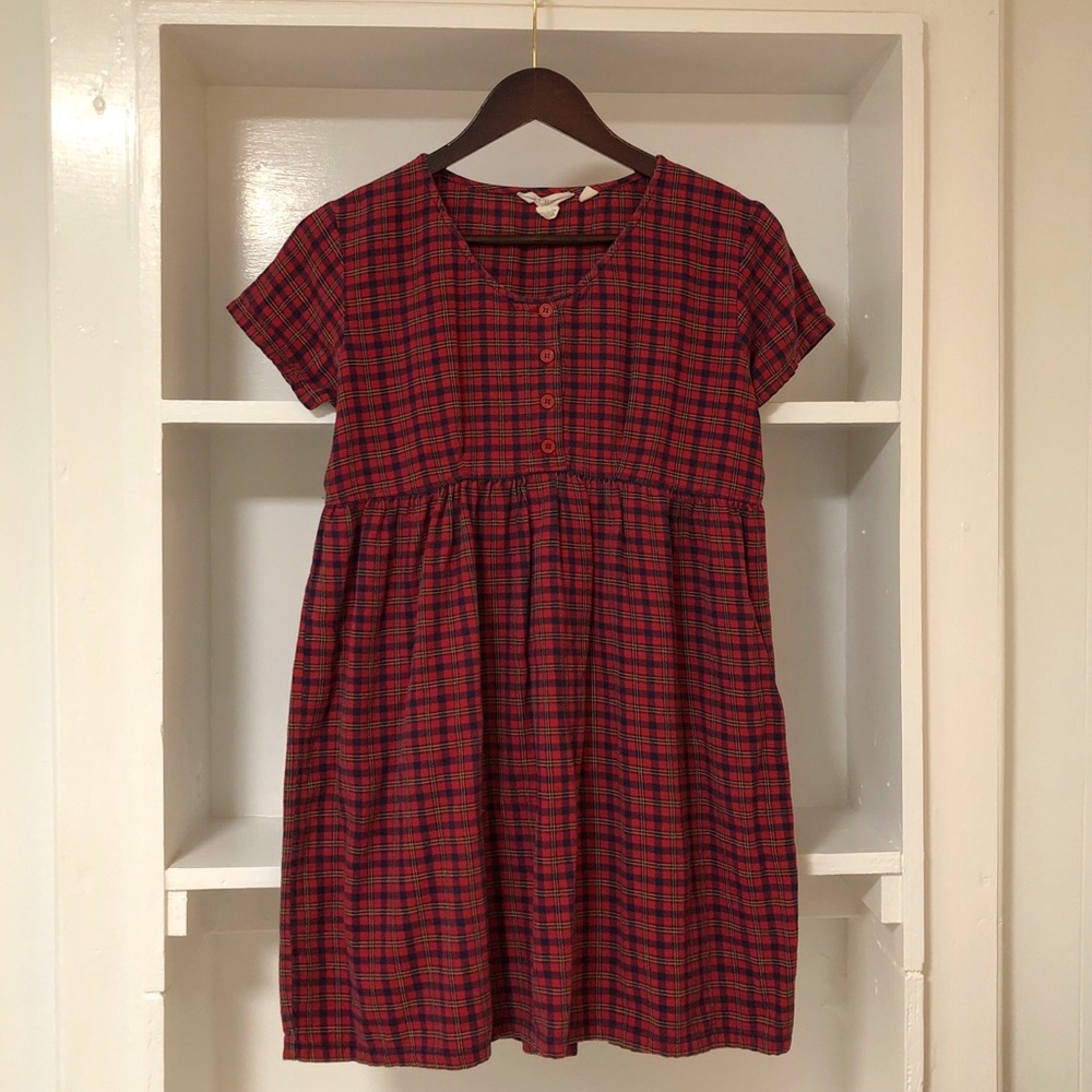 Vintage J. Crew flannel plaid babydoll dress